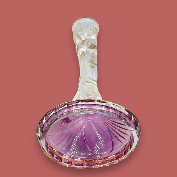 Lavender Crystal Candlestick With Gold Rim | Elegant Ombré Decor - Picture 7 of 8